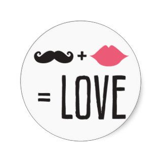 Kissing Booth   Mustache + Lips   Love   Circle Round Stickers
