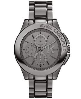 Karl Lagerfeld Unisex Chronograph Gunmetal Ion Plated Stainless Steel Bracelet Watch 44mm KL1403   Watches   Jewelry & Watches