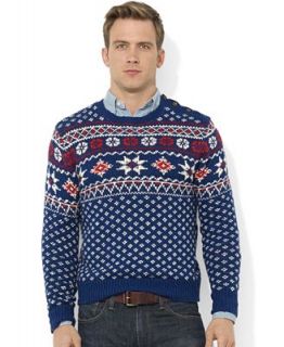 Polo Ralph Lauren Sweater, Patterned Cotton & Linen Crew Neck Sweater   Sweaters   Men