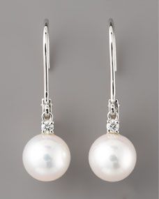 MIKIMOTO Pearl & Diamond Earrings, 7mm