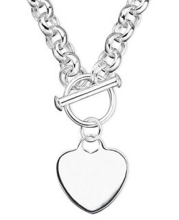 Giani Bernini Sterling Silver Necklace, Heart Tag   Necklaces   Jewelry & Watches