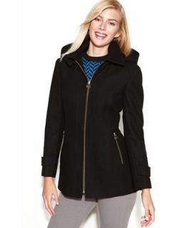 MICHAEL Michael Kors Petite Coat, Hooded Zip Front Wool Blend   Coats   Women
