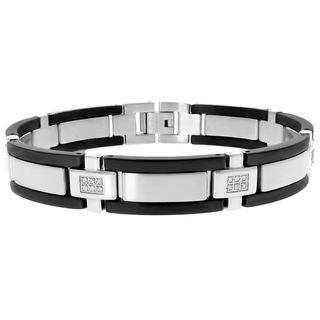 Black Ion plated Steel Men's 1/4ct TDW Diamond Bracelet (I J, I2 I3) Diamond Bracelets