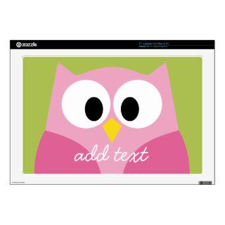 Cute Cartoon Owl   Pink and Lime Green Skins For Laptops