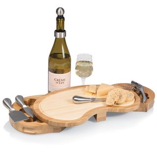 Picnic Time Mariposa Bamboo Cheese Board with Wine and Cheese Accessories Picnic Time Cutting Boards