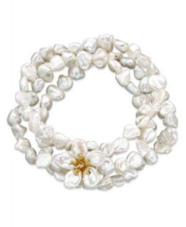 Pearl Jewelry Collection, 14k Gold Cultured Freshwater Keishi Pearl and Diamond Flower Jewelry Ensemble   Jewelry & Watches