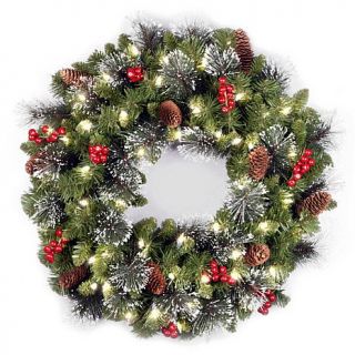 24" Crestwood Spruce Wreath with Battery Operated Soft White LED Lights