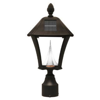 Gama Sonic Baytown Solar Charged LED Lantern, 3 Inch Fitter for Post Mount, Black Finish #GS 106F   Fiber Optic Lamps  