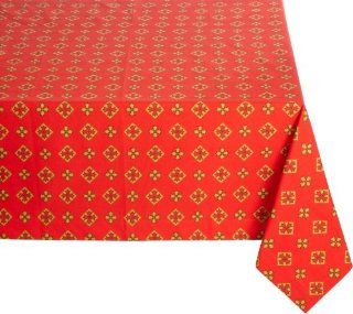 Tululah Designs 60 Inch by 108 Inch Joy Print Tablecloth, Regent Red  