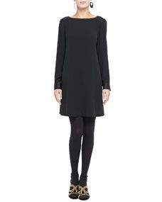 Eileen Fisher Washable Silk Long Sleeve Dress