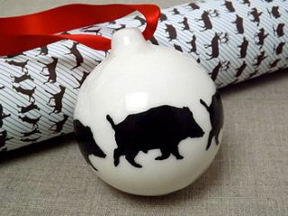 handmade wild boar christmas bauble by aiga & ginta