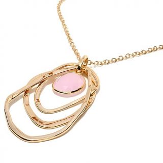 Bellezza Pink Stone Oval Pendant with 36" Chain