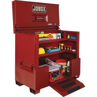Jobox 60in. Drop-Front Piano Lid Box — Site-Vault Security System, 47.5 Cu. Ft., 60in.W x 30in.D x 50in.H, Model# 1-683990  Jobsite Boxes