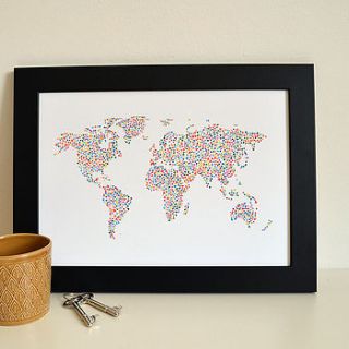 map of the world heart print by witty hearts