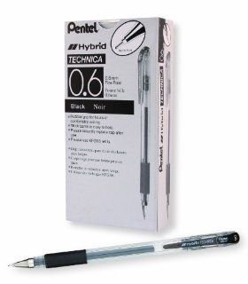 Pentel Arts Hybrid Technica 0.6 mm Pen, Fine Point, Black Ink, Box of 12 (KN106 A)  Technical Drawing Pens 