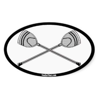 White/Black Goalie Lacrosse Sticks Oval Stickers