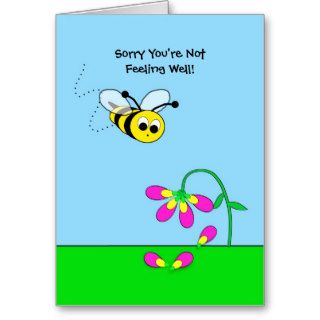 Bee with Droopy Flower Get well Greeting Card
