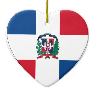 Dominican Republic Flag Heart Ornaments