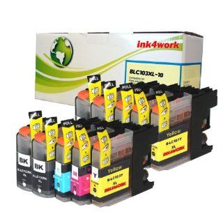 ink4work Set of 10 Pack LC103 LC 103 High Yield Compatible Ink Set & Wristband for Brother MFC J285DW, MFC J4310DW, MFC J4410DW, MFC J450DW, MFC J4510DW, MFC J4610DW, MFC J470DW, MFC J4710DW, MFC J475DW, MFC J870DW, MFC J875DW
