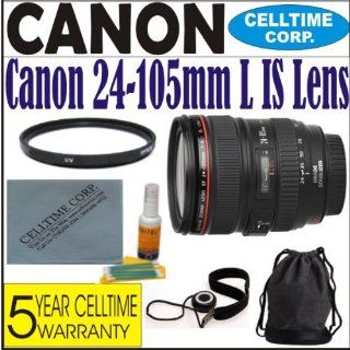 Canon EF 24 105mm f/4 L IS USM Lens (White Box   USA Model) w/ Accessory Kit + 5 Year Celltime Warranty  Camera Lenses  Camera & Photo