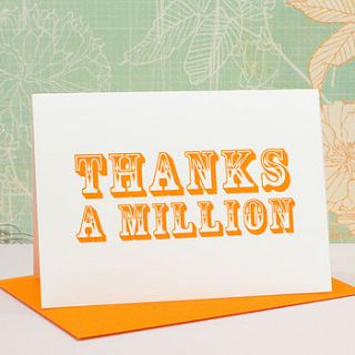 'thanks a million' letterpress card by yield ink