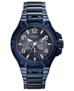 GUESS Mens Blue Ion Plated Stainless Steel Bracelet Watch 46mm U0218G4   Watches   Jewelry & Watches