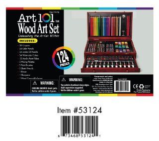 Art 101 Set in Wood Case with Drawer   124 Pieces Toys & Games