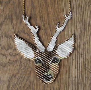 beaded stag necklace by holly's house
