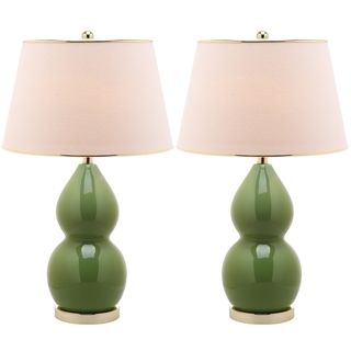 Zoey Double Gourd 1 light Green Table Lamps (Set of 2) Safavieh Lamp Sets
