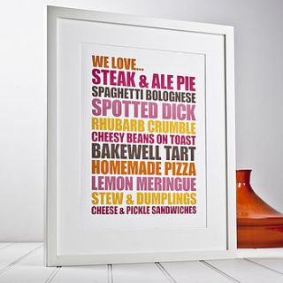 personalised ‘food loves’ print by rosie robins