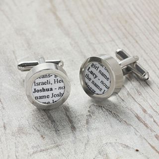 personalised naming book cufflinks by suzy q