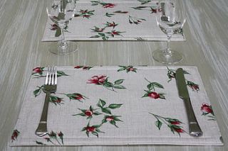 set of four rose design placemats by the rose shack