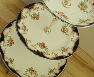 vintage rosebud three tier cake stand by teacup candles