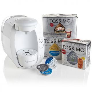 Tassimo T20 Single Serve Brewer with 48 Assorted T Discs   White