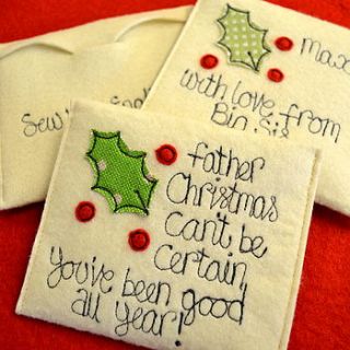 personalised christmas gift bag pouch by sew very english