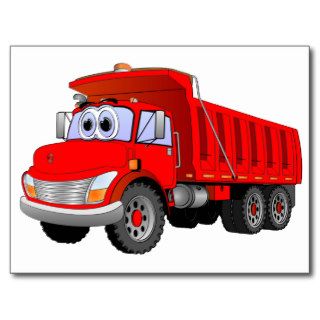 Red Dump Truck Cartoon Post Card