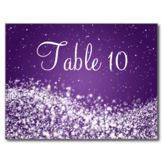 Elegant Table Number Sparkling Wave Purple Post Card
