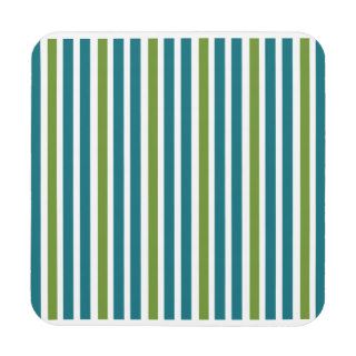 Summer Apron Blue and Green Stripes Beverage Coasters