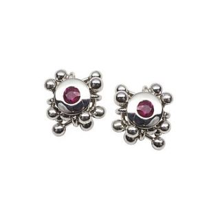 molecule ruby cluster earrings by yen jewellery