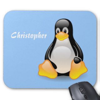 Penguin cartoon custom, personalized boys name mouse pads