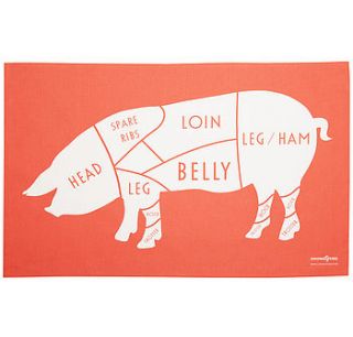 butchers pig tea towel by coconutgrass