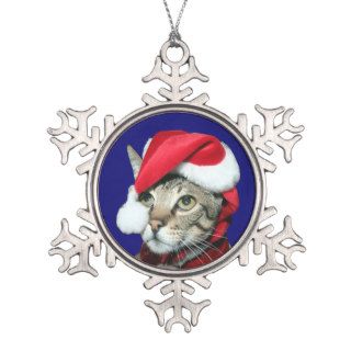 Santa Savannah Cat Ornaments