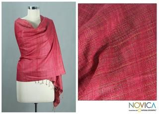 Handcrafted Silk 'Holiday Mood' Shawl (India) Novica Scarves & Wraps
