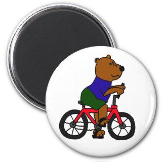 AW  Bear Bicycling Cartoon Fridge Magnet