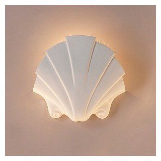 14 Inch Seashell Themed Ceramic Bowl Sconce   Indoor Lighting Fixture   Wall Sconces  