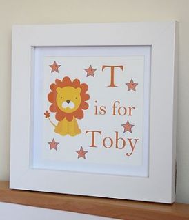 personalised lion name print by lush baby