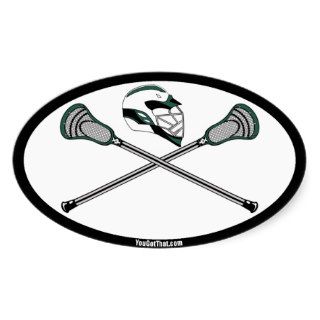 Green Lacrosse Sticks and Helmet Stickers