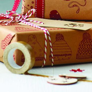recycled 'keep cosy this christmas' gift wrap set by sophia victoria joy