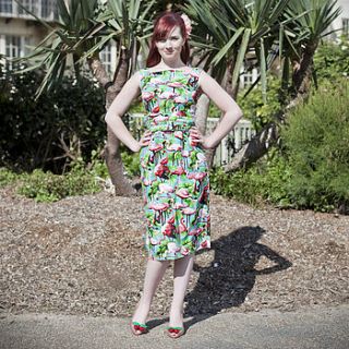 waikiki flamingo 1950s style bustle dress by dollydagger