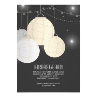 Silver Gold Paper Lanterns New Years Eve Party Personalized Invite